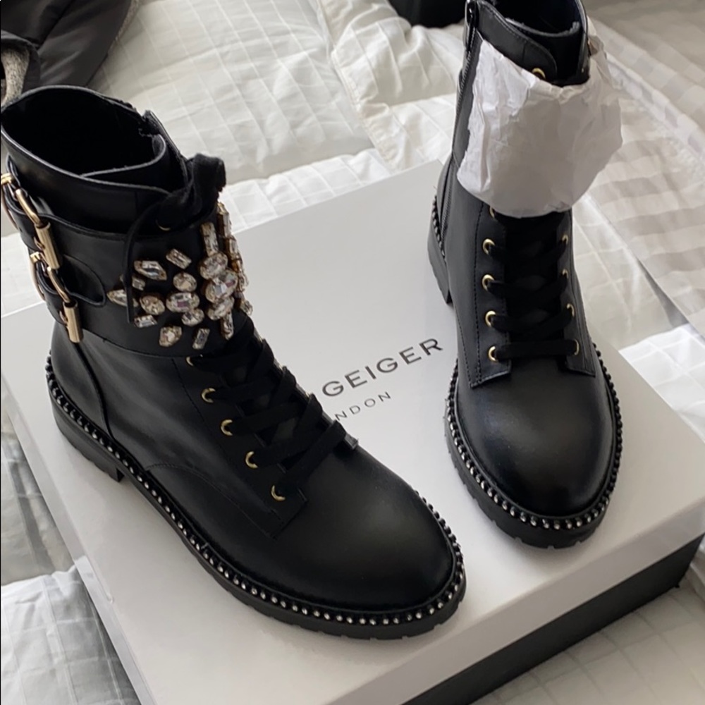 Kurt Geiger rhinestone combat boots